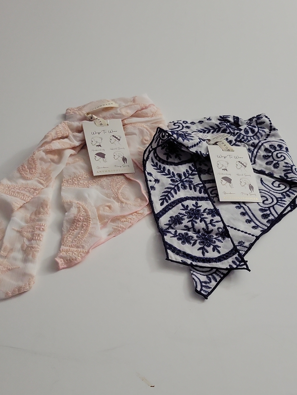 NWT Anthropologie Embroidered Hair Scarf Bundle Of 2